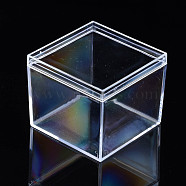 Polystyrene Plastic Bead Storage Containers, Square, Clear, 6.5x6.5x5.5cm(CON-N011-036)