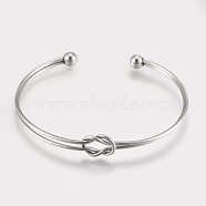 201 Stainless Steel Cuff Bracelets, Knot, Stainless Steel Color, 1-7/8 inchx2-1/2 inch(4.7x6.3cm), 4mm(STAS-K182-18P)
