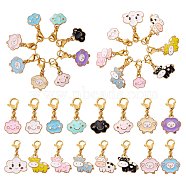 Alloy Enamel Pendant Decoration, 304 Stainless Steel Lobster Clasp Charms, for Keychain, Purse, Backpack Ornament, Sheep, 24~29mm, 16pcs/set(HJEW-SW00024-01)