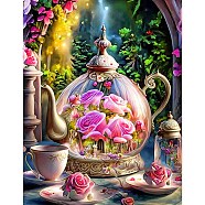 Kettle Scenery DIY Diamond Painting Kit, Including Acrylic Board, Resin Rhinestones Bag, Diamond Sticky Pen, Tray Plate and Glue Clay, Colorful, 400x300mm(PW-WG70161-10)