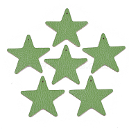 Eco-Friendly Cowhide Pendants, Star, Lime Green, 42x42.5x1.5mm, Hole: 1.5mm(X-FIND-T045-29C)