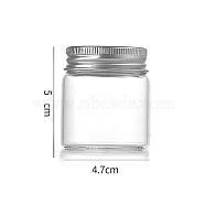 Column Glass Screw Top Bead Storage Tubes, Clear Glass Bottles with Aluminum Lips, Silver, 4.7x5cm, Capacity: 50ml(1.69fl. oz)(CON-WH0086-094A-01)