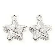 Brass Micro Pave Cubic Zirconia Charms, Star, Real Platinum Plated, 13x11x3mm, Hole: 1.2mm(KK-E090-35P)