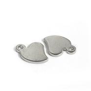 304 Stainless Steel Charms, Heart, Tag Charms, Stainless Steel Color, 11x8x1mm, Hole: 1.4mm(STAS-D431-26)