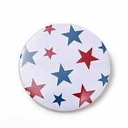 Independence Day Flat Round Tinplate Badge Pins, Platinum Brooch Button Pin for Backpack Clothes, Star Pattern, 58x3.5mm(JEWB-G021-01E)