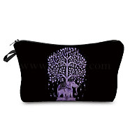 Tree & Elephant Pattern Polyester Waterpoof Makeup Storage Bag, Multi-functional Travel Toilet Bag, Clutch Bag with Zipper for Women, Lilac, 220x135mm(TREE-PW0003-27B)