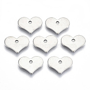 201 Stainless Steel Charms, Laser Cut, Heart, Stainless Steel Color, 9x12x0.8mm, Hole: 1.4mm(STAS-R116-006)