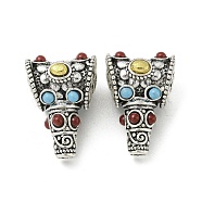 Rack Plating Tibetan Style Alloy Pendants, Dyed Synthetic Turquoise Trapezoid Charms, Cadmium Free & Lead Free, Antique Silver, 22.5x16x14mm, Hole: 2.5mm(FIND-Z024-03B)
