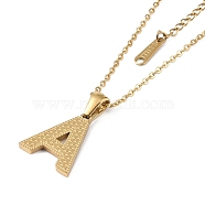 Ion Plating(IP) Ion Plating(IP) Initial Letter 304 Stainless Steel Pendant Necklaces, Real 18K Gold Plated, Letter A, 15.87 inch(40.3cm), Pendant: about 17x14mm(NJEW-M199-01G-A)