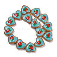 Hanmade Heart Lampwork Beads Strands, Strawberry, 24x24x11mm, Hole: 1.4mm, about 15pcs/strand, 14.17''(36cm)(LAMP-P069-04A-01)