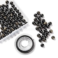 100Pcs 8mm Natural Golden Sheen Obsidian Round Beads, with 10m Elastic Crystal Thread, for DIY Stretch Bracelets Making Kits, 8mm, Hole: 1mm(DIY-LS0002-42)