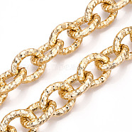 Aluminum Cable Chains, Diamond Cut Faceted Oval Link Chains, Unwelded, Light Gold, 30.5x24.5x6mm(CHA-N003-10KCG)