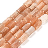 Natural Sunstone Beads Strands, with Seed Beads, Faceted Column, 9~11x6~7.5x6~7.5mm, Hole: 1.2mm, about 30pcs/strand, 15.16~15.55 inch(38.5~39.5cm)(G-G068-A41-01)