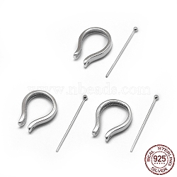 Rhodium Plated 925 Sterling Silver Pendant Bails, with S925 Stamp, Platinum, 14x10x2.5mm, Pin: 21x0.4mm(STER-L057-081B-P)