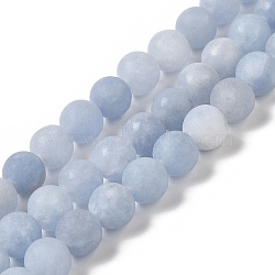 Natural Dyed White Jade Beads Strands, Frosted, Round, Light Steel Blue, 8~8.5mm, Hole: 1mm, about 47~48pcs/strand, 14.69''~14.96''(37.3~38cm)(G-M402-B01-06)