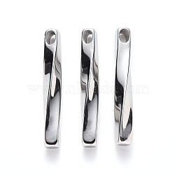 201 Stainless Steel Pendants, Twist Bar, Stainless Steel Color, 40x6x6mm, Hole: 4.5x3mm(STAS-S103-15P)