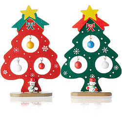 2 Sets 2 Colors Christmas Tree Wooden Display Decoration for Kids, for Home Desktop Table Decoration, Mixed Color, 34x64x135mm, 1 set/color(DJEW-GF0001-62)