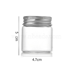 Column Glass Screw Top Bead Storage Tubes, Clear Glass Bottles with Aluminum Lips, Silver, 4.7x5cm, Capacity: 50ml(1.69fl. oz)(CON-WH0086-094A-01)