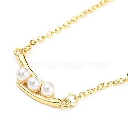 Pea Shaped Plastic Imitation Pearl Pendant Necklace with Brass Cable Chains, Coffee Golden, 16.69~17.01 inch(42.4~43.2cm)(NJEW-F316-01G)