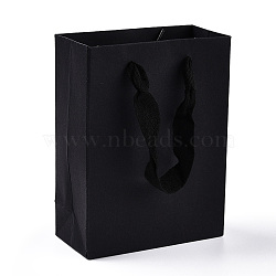 Rectangle Kraft Paper Bags, Gift Bags, Shopping Bags, with Nylon Cord Handles, Black, 33x28x10cm(AJEW-L049C-01)