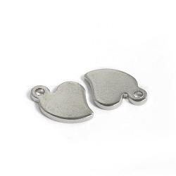 304 Stainless Steel Charms, Heart, Tag Charms, Stainless Steel Color, 11x8x1mm, Hole: 1.4mm(STAS-D431-26)