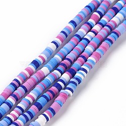 Handmade Polymer Clay Beads Strands, for DIY Jewelry Crafts Supplies, Heishi Beads, Disc/Flat Round, Plum, 3x0.6~1.2mm, Hole: 1.6~1.8mm, about 412pcs/strand, 15.94 inch(40.5cm)(CLAY-R089-3mm-007)