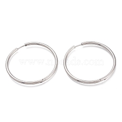 Tarnish Resistant 304 Stainless Steel Needle with 201 Stainless Steel Ring Huggie Hoop Earrings, Hypoallergenic Earrings, Stainless Steel Color, 10 Gauge, 45x2.5mm, Pin: 1mm(EJEW-L256-02E-P)