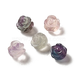 Natural Fluorite Carved Flower Beads, Rose, 8.5~10x10x10.5mm, Hole: 1mm(G-O156-B-21)