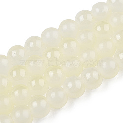 Baking Painted Imitation Jade Glass Round Bead Strands, Two Tone, Beige, 10~10.5mm, Hole: 1.2mm, about 78~81pcs/strand, 29.69~30.47 inch(75.4~77.4cm)(DGLA-N003-10mm-02)