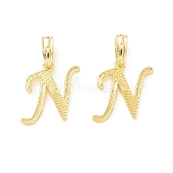 Rack Plating Eco-Friendly Brass Letter Pendants, Real 18K Gold Long-Lasting Plated, Cadmium Free & Lead Free, Letter.N, 16.5x13.5x1.5mm, Hole: 6.5x3.3mm(KK-K265-02G-N)