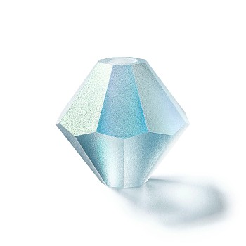 Preciosa&reg Crystal Beads, Czech Crystal, Bicone(451 69 302 Rondelle), 60001 20019 Silver Aquamarine AB Matt, 5mm
