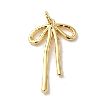 Brass Pendants, Bowknot, Real 18K Gold Plated, 25x16x3x2mm