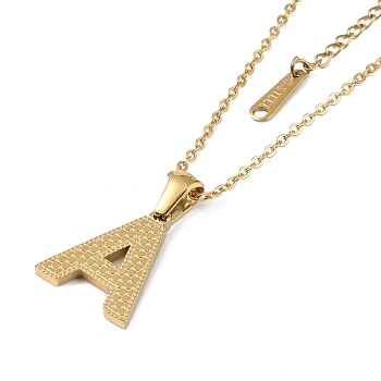 Ion Plating(IP) Ion Plating(IP) Initial Letter 304 Stainless Steel Pendant Necklaces, Real 18K Gold Plated, Letter A, 15.87 inch(40.3cm), Pendant: about 17x14mm