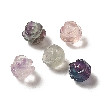 Natural Fluorite Carved Flower Beads, Rose, 8.5~10x10x10.5mm, Hole: 1mm