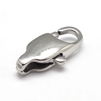 304 Stainless Steel Lobster Claw Clasps, Stainless Steel Color, 11x5x3mm, Hole: 1x1mm
