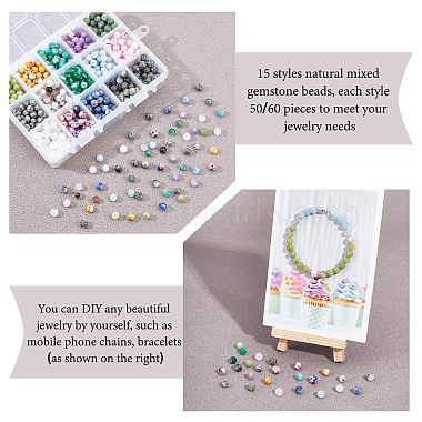 Perles de pierres précieuses naturelles et synthétiques de style ahadermaker 15(G-GA0001-59)-4
