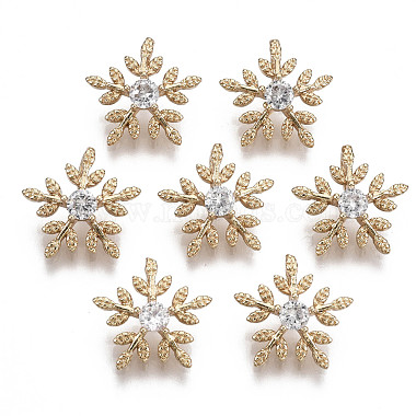 Light Gold Clear Flower Brass+Cubic Zirconia Charms