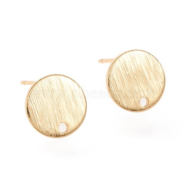 Real 18K Gold Plated Flat Round Brass Stud Earring Findings