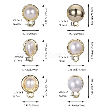 12Pcs 6 Style Alloy & Brass Stud Earring Findings(DIY-SZ0009-36)-2