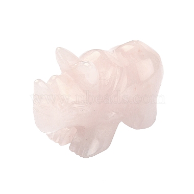 Figurines de rhinocéros de guérison sculptées en quartz rose naturel(DJEW-M008-02I)-2
