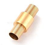 304 Stainless Steel Magnetic Clasps with Glue-in Ends Ion Plating(IP), Column, Real 18K Gold Plated, 24mm, Hole: 6mm(STAS-M297-05G)