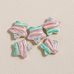 15Pcs Printed Resin Beads, Star, with Glitter Powder, Colorful, 15x16x6mm, Hole: 1.8mm(RESI-CJC0006-036G)