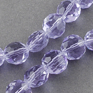 Glass Bead Strands, Faceted, Flat Round, Medium Purple, 8x6~7mm, Hole: 1mm(GLAA-R044-8mm-15)