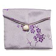 Chinese Style Floral Cloth Jewelry Storage Pouches, with Plastic Button, Rectangle Jewelry Gift Case for Bracelets, Earrings, Rings, Random Pattern, Thistle, 7.5x8.5x0.3~0.7cm(AJEW-D065-01A-05)