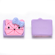 Stationery Theme Opaque Resin Cabochons, Cat Head Shape, Pearl Pink, 19x22x8mm(X-CRES-N019-23)