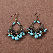 Bohemian tassel turquoise earrings, retro ethnic minority style earrings, personalized temperament, Tibetan ear accessories(JU8957-1)