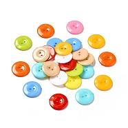 Acrylic Sewing Buttons for Costume Design, Plastic Buttons, 2-Hole, Dyed, Flat Round, Mixed Color, 25x3mm, Hole: 2mm(X-BUTT-E087-C-M)
