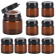 Glass Portable Cream Jar, Empty Refillable Cosmetic Containers, Amber Tone Vials, with Plastic Flip Lid & Inner Stopper, Column, Saddle Brown, 2.7x3cm, Capacity: 5g(MRMJ-WH0064-48A)