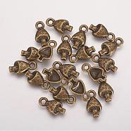 Tibetan Style Alloy Pendants, Lead Free, Cadmium Free and Nickel Free, Mushroom, Antique Bronze, Size: about 13mm long, 8mm wide, hole: 2mm(TIBEP-0368-AB-FF)