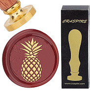 Brass Wax Seal Stamps with Rosewood Handle, for DIY Scrapbooking, Pineapple, 25mm(AJEW-WH0412-0225)